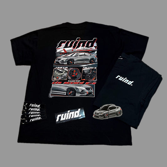 Detailed Honda Accord design T-shirt. Included is a keychain a ruind sticker and a honda accord animated sticker.
