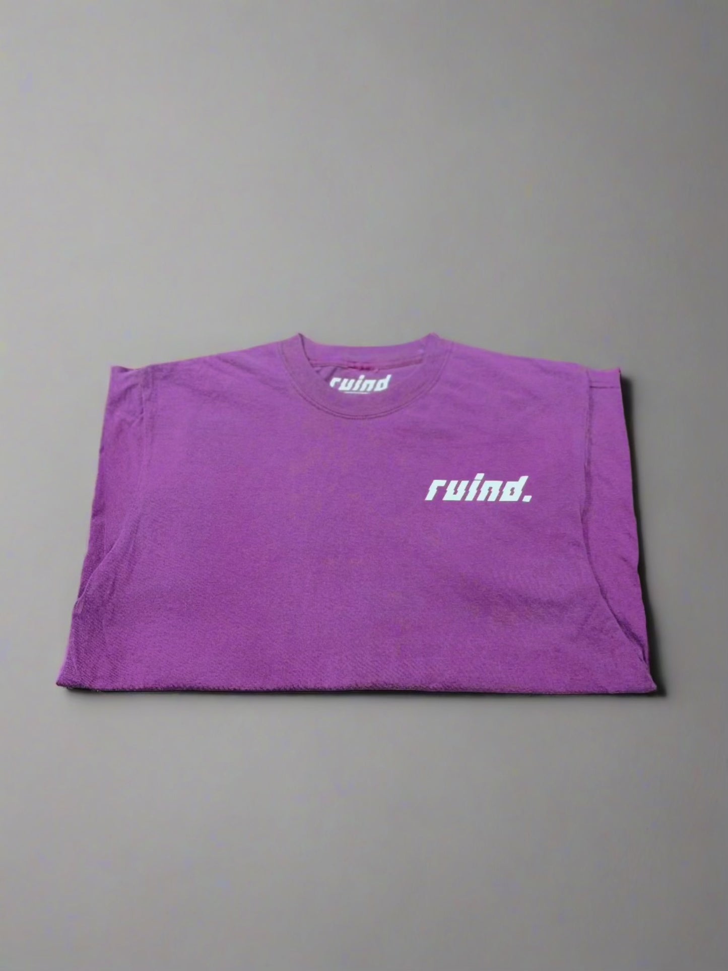 Berry t-shirt with 'Ruind' logo on the front left pocket, featuring a minimalist design in bold white.