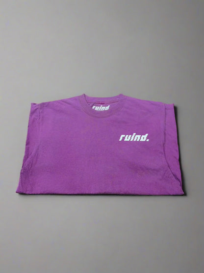 Berry t-shirt with 'Ruind' logo on the front left pocket, featuring a minimalist design in bold white.